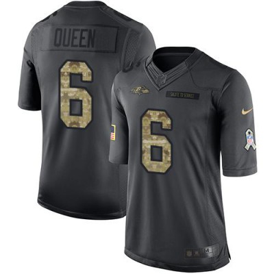 Nike Baltimore Ravens #6 Patrick Queen Black Men's Stitched NFL Limited 2016 Salute to Service Jersey
